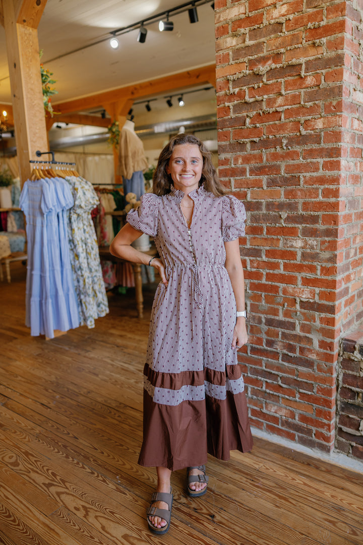 Marie Midi Dress - Brown