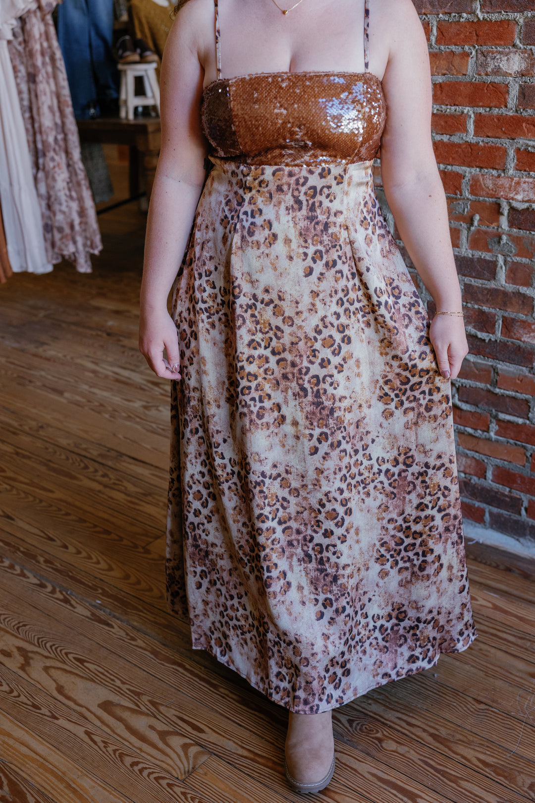 Sequined Bodice Midi Dress