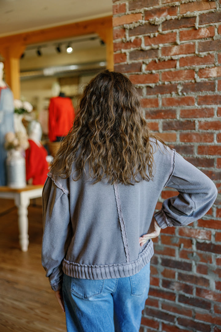 Ribbed Knit Trim Cardigan Jacket - Mocha Musse