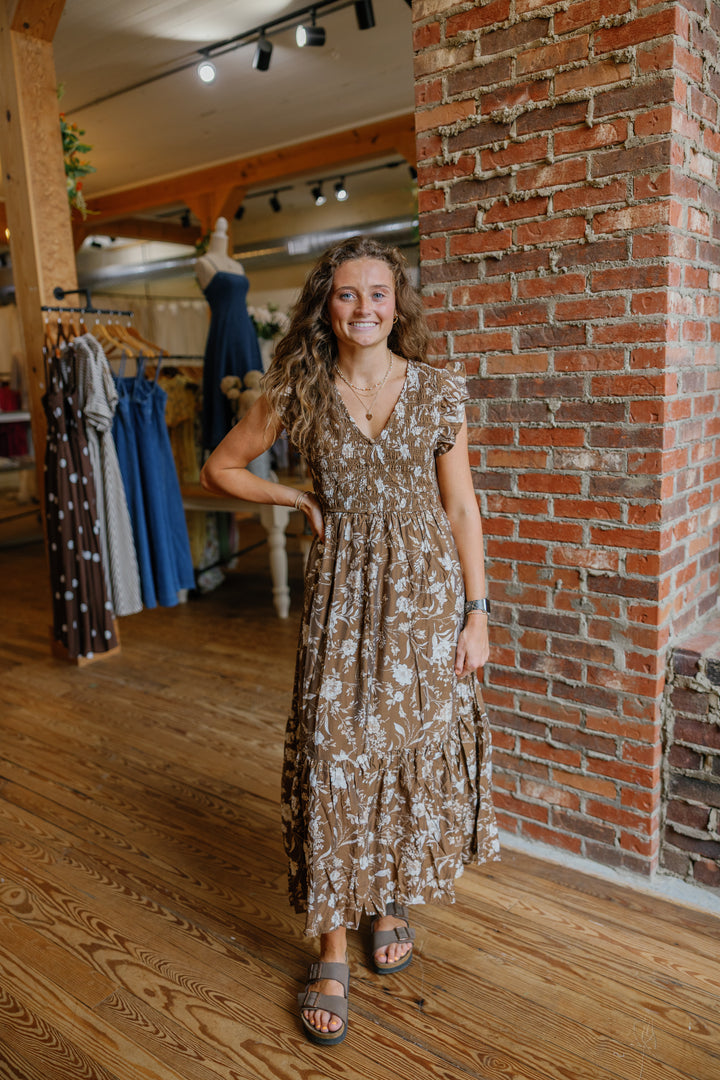 Holly Midi Dress - Brown