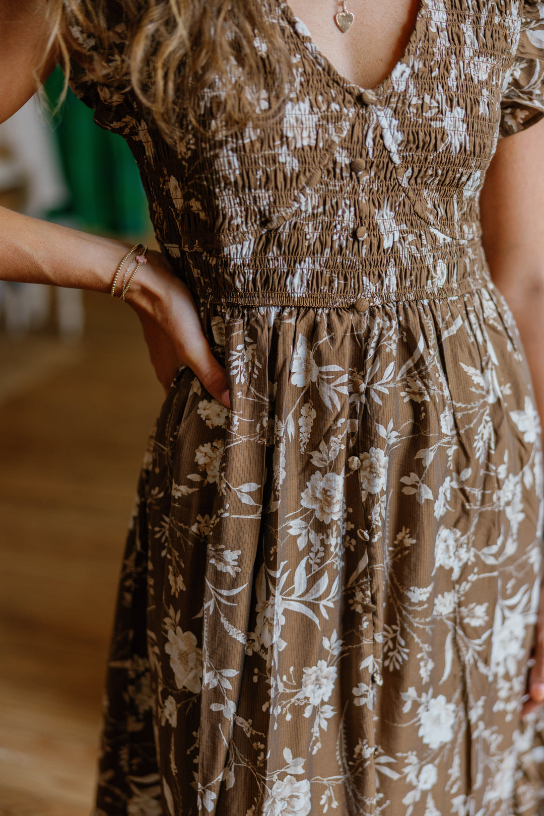 Holly Midi Dress - Brown