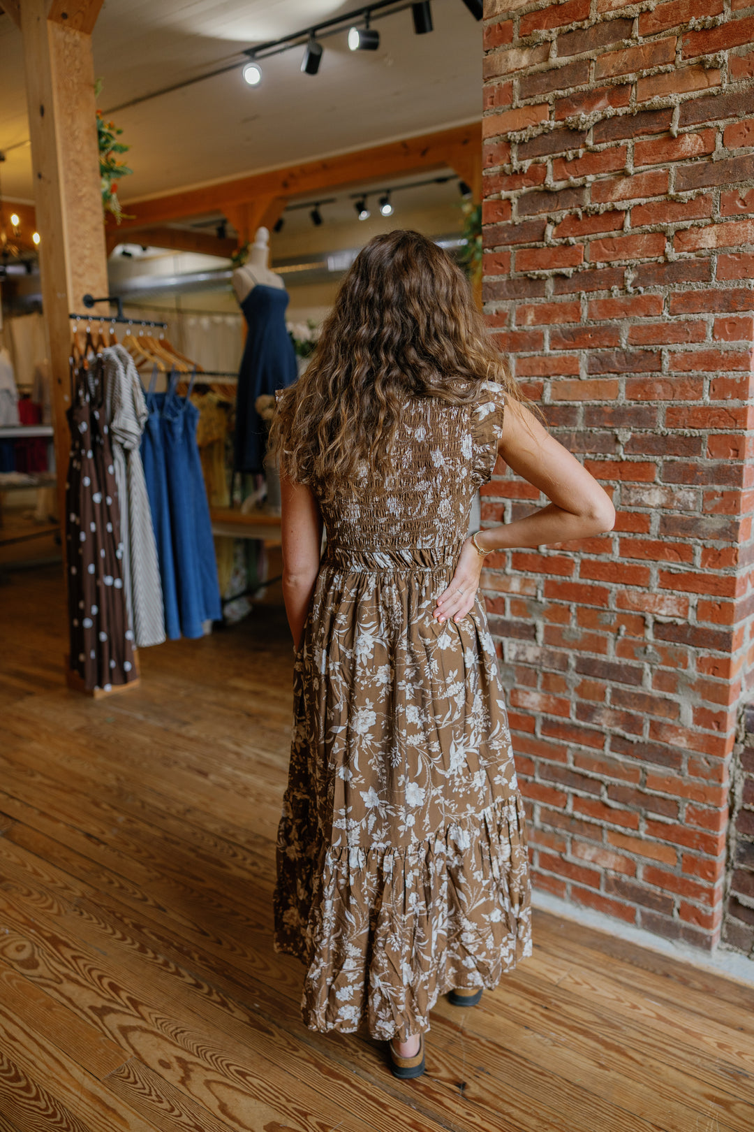 Holly Midi Dress - Brown