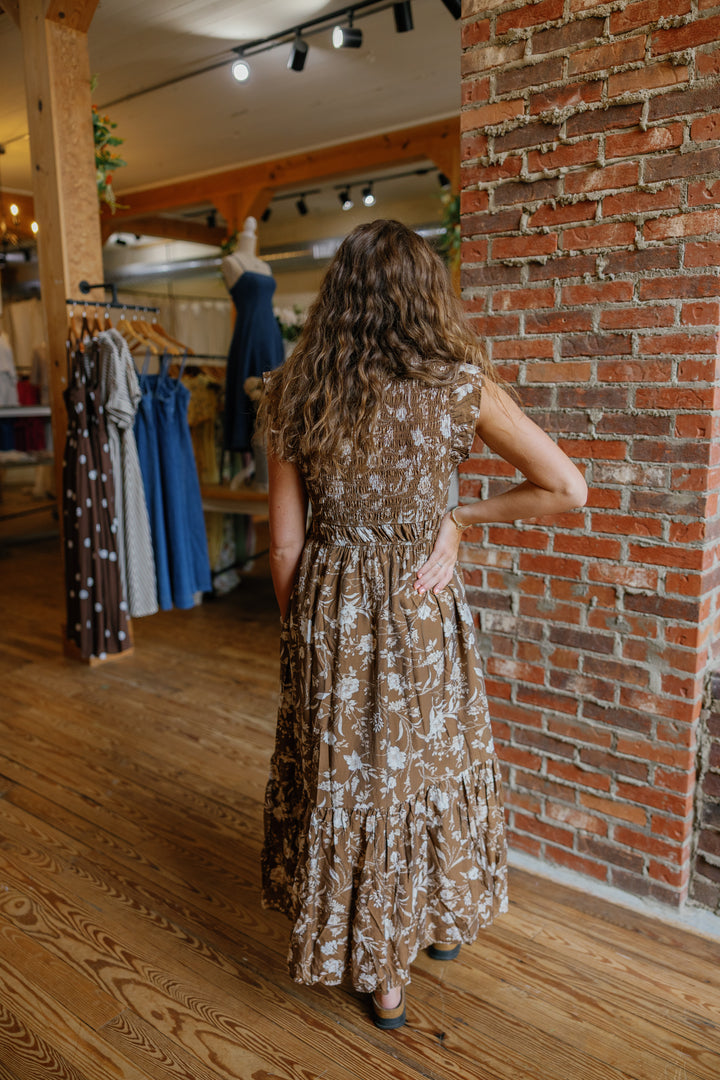 Holly Midi Dress - Brown