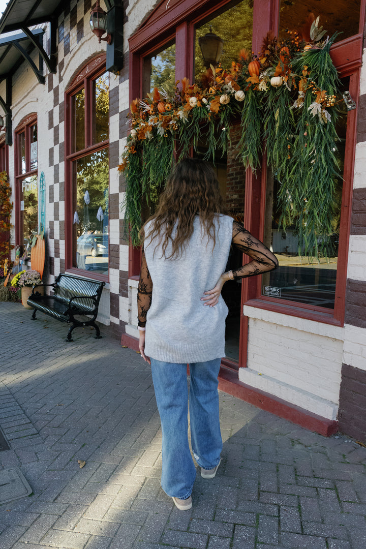 Layla Sweater Vest - Grey/Cream