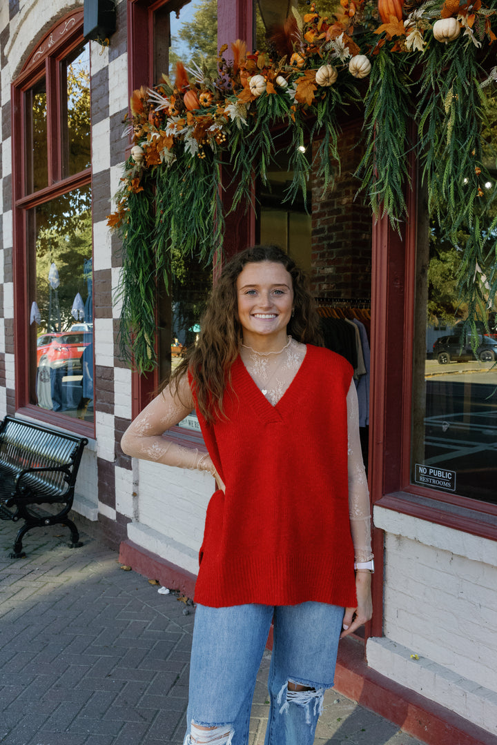 Layla Sweater Vest - Candy Cane