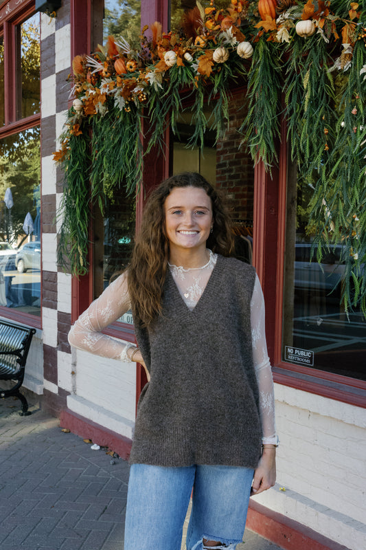 Layla Sweater Vest - Brownie