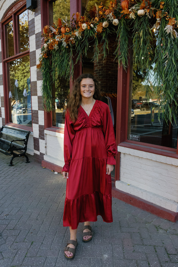 Scarlet Midi Dress - Burgundy