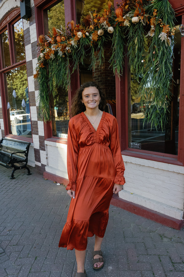 Scarlet Midi Dress - Rust