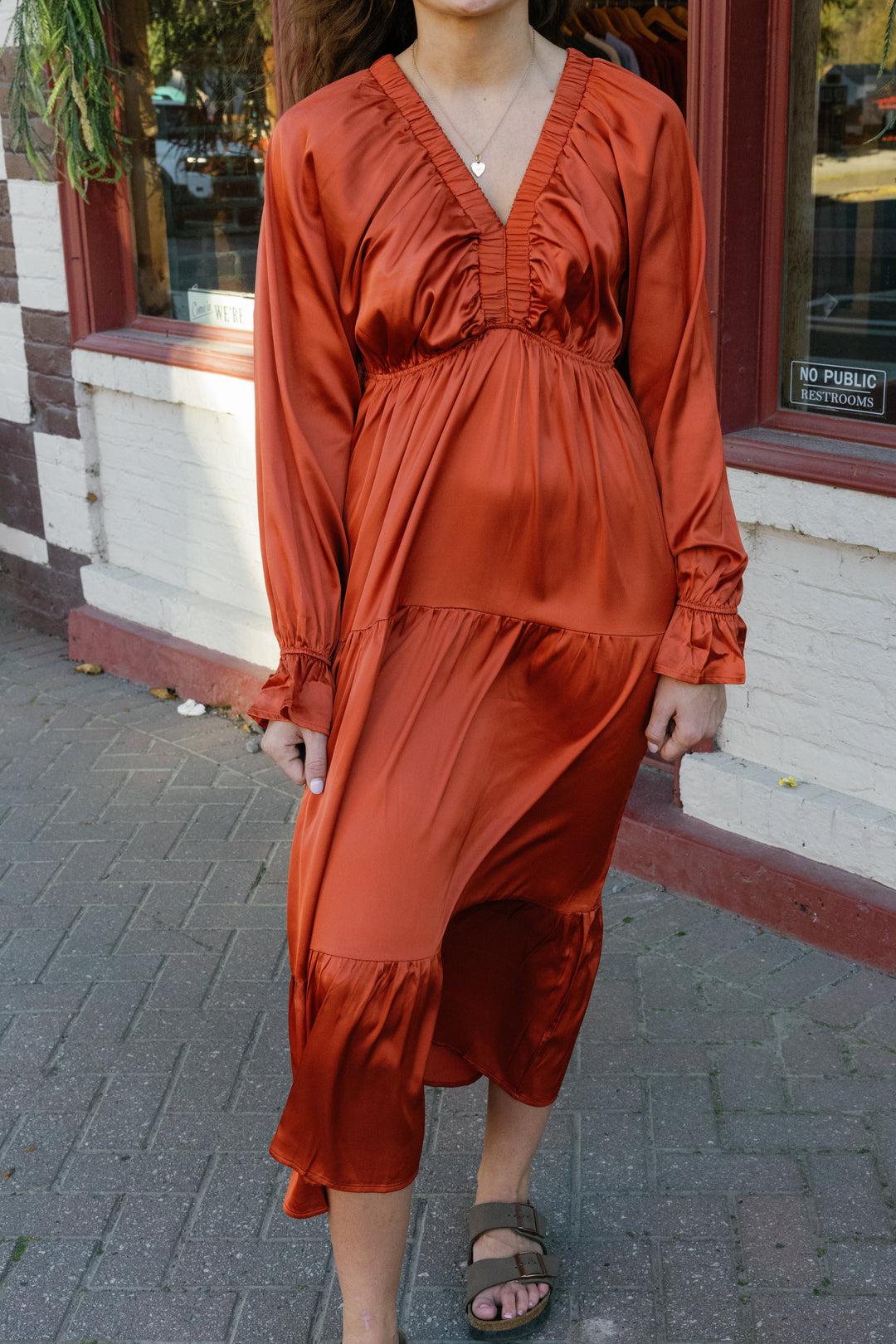 Scarlet Midi Dress - Rust