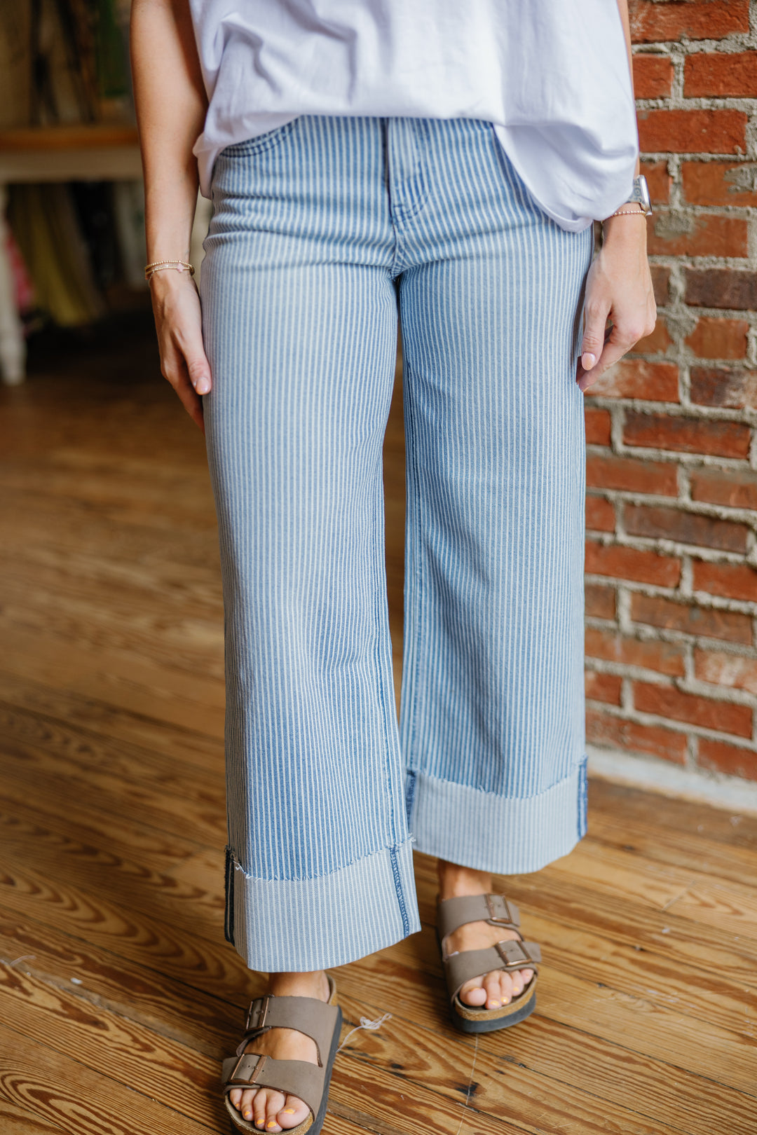 Striped High Rise Jeans