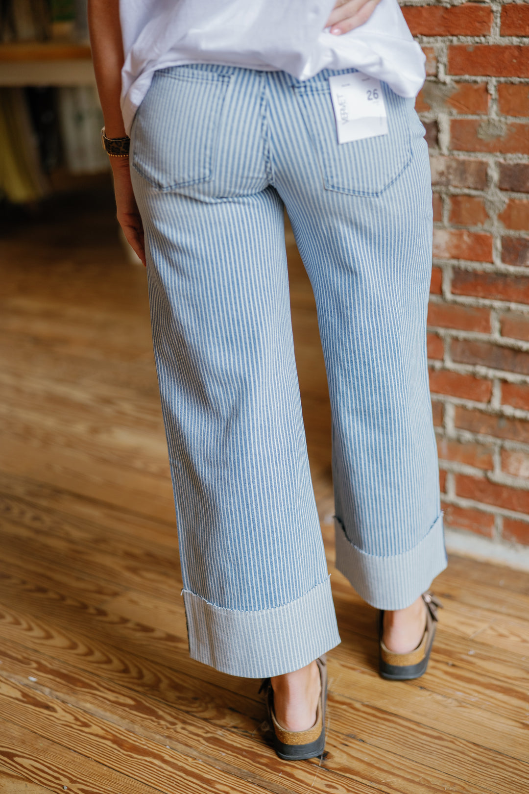 Striped High Rise Jeans