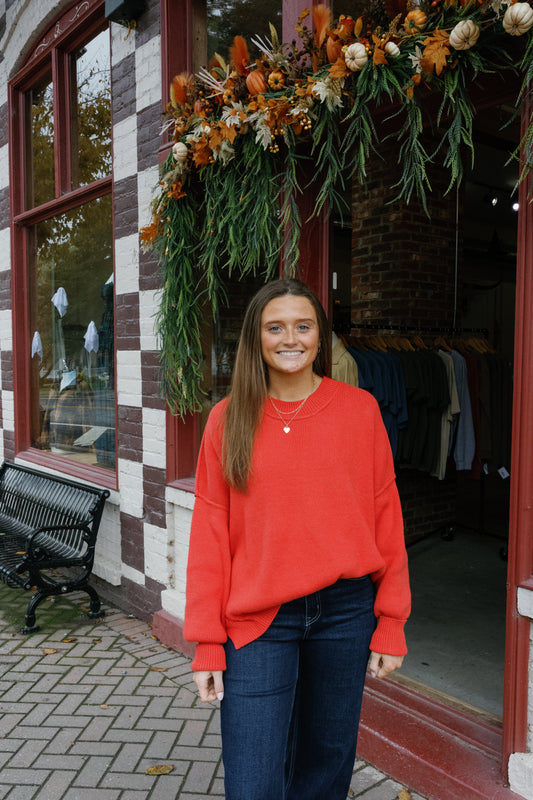 Ansley Sweater Top - Red