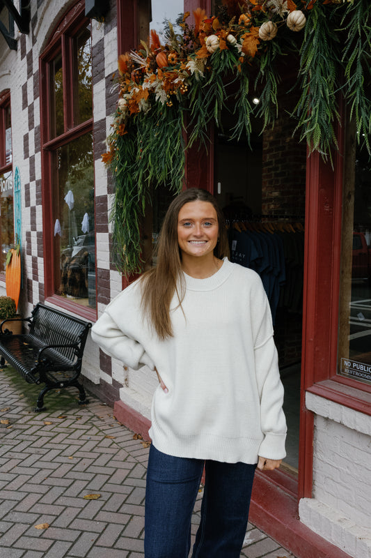 Ansley Sweater Top - Chalk