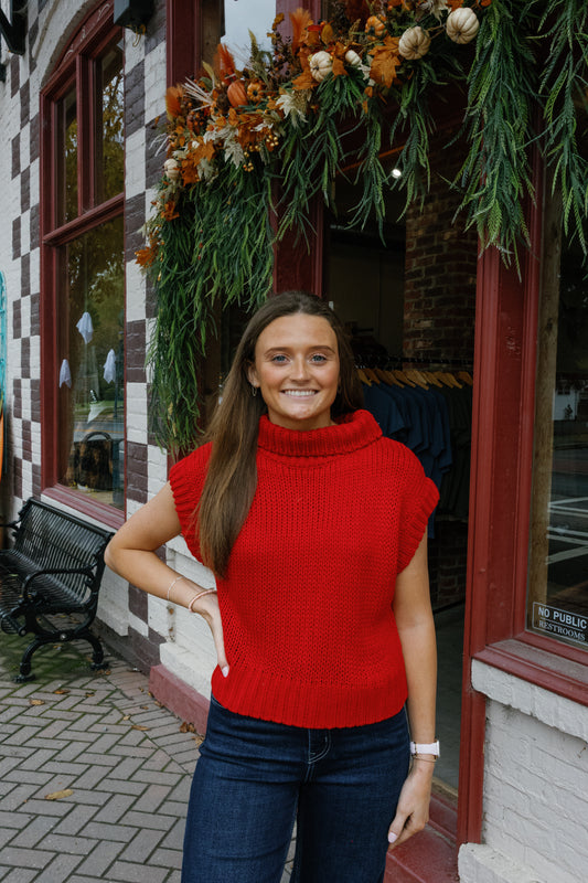 Gracie Sweater Top - Red