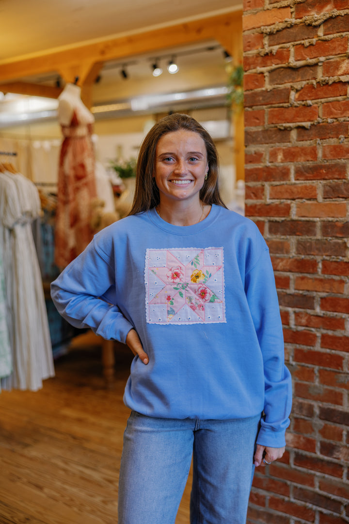 Floral Quilted Patchwork Crewneck