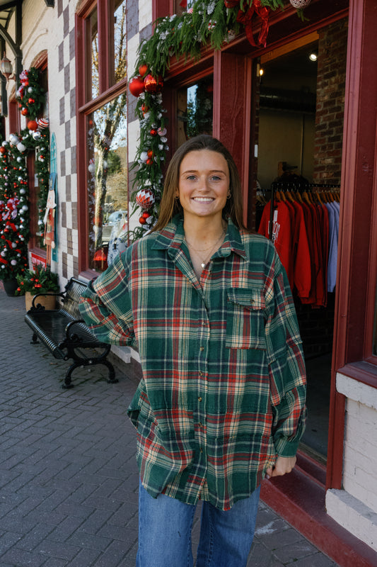 Jace Flannel Top - Pine Green