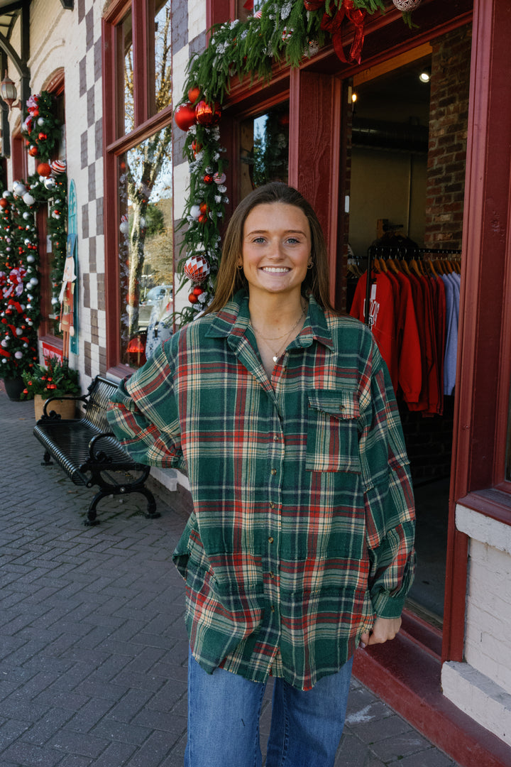 Jace Flannel Top - Pine Green