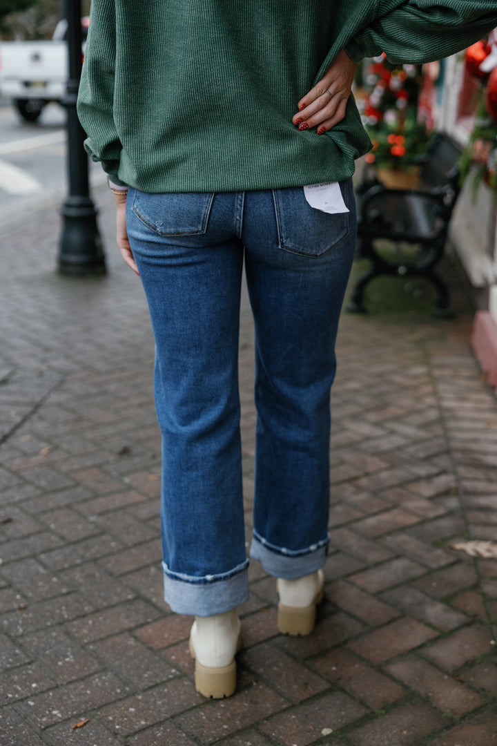 Dark Stone Cuffed Jeans