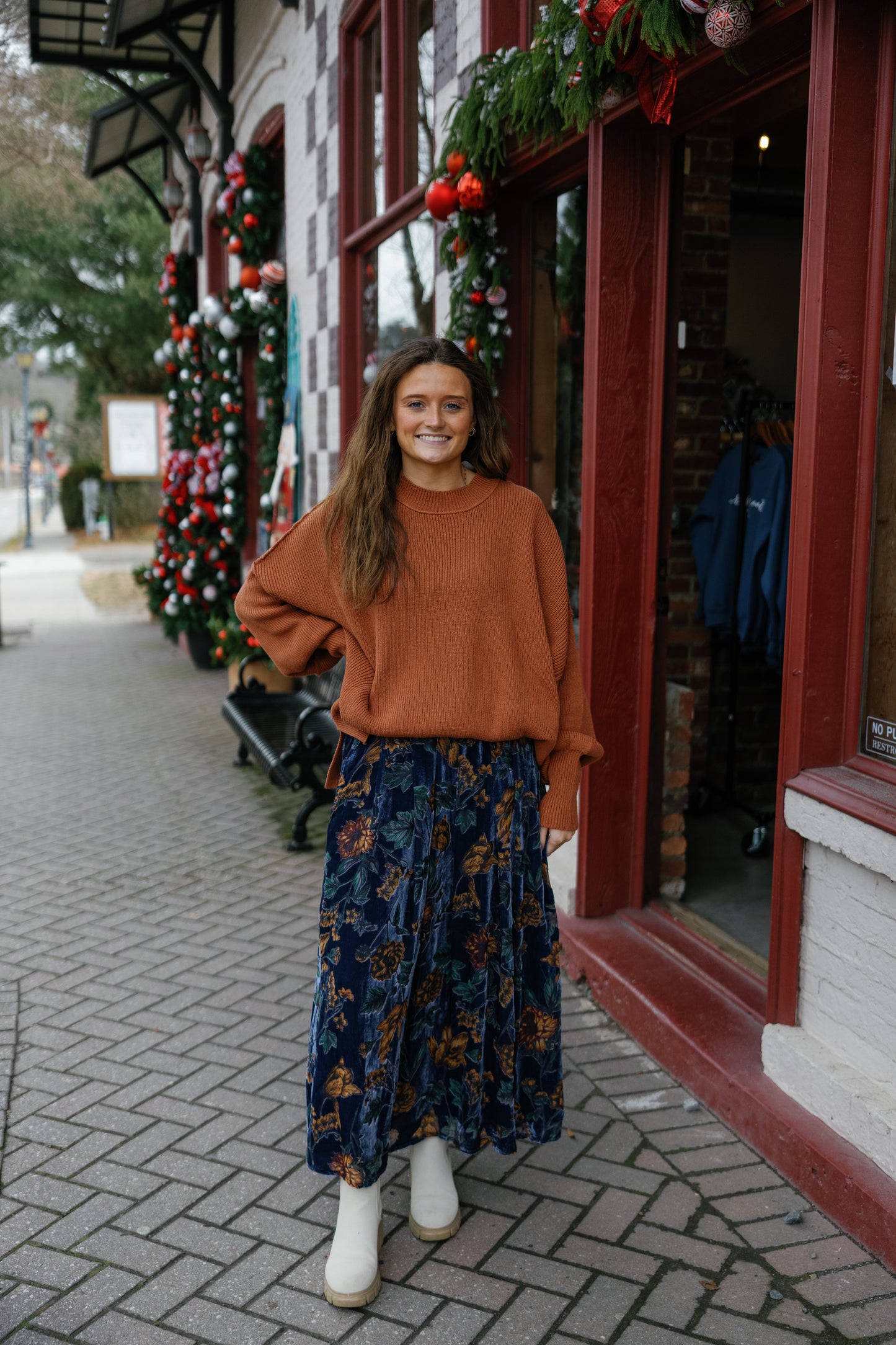 Velvet Floral Maxi Skirt