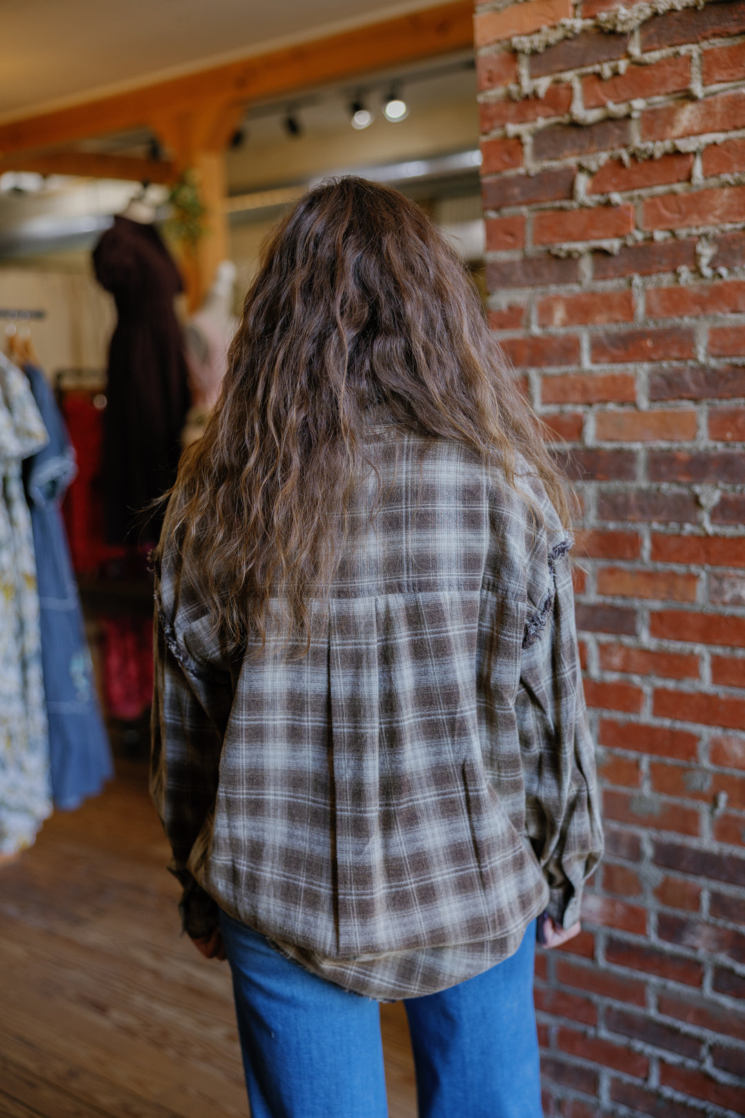 Plaid Flannel Top - Brown
