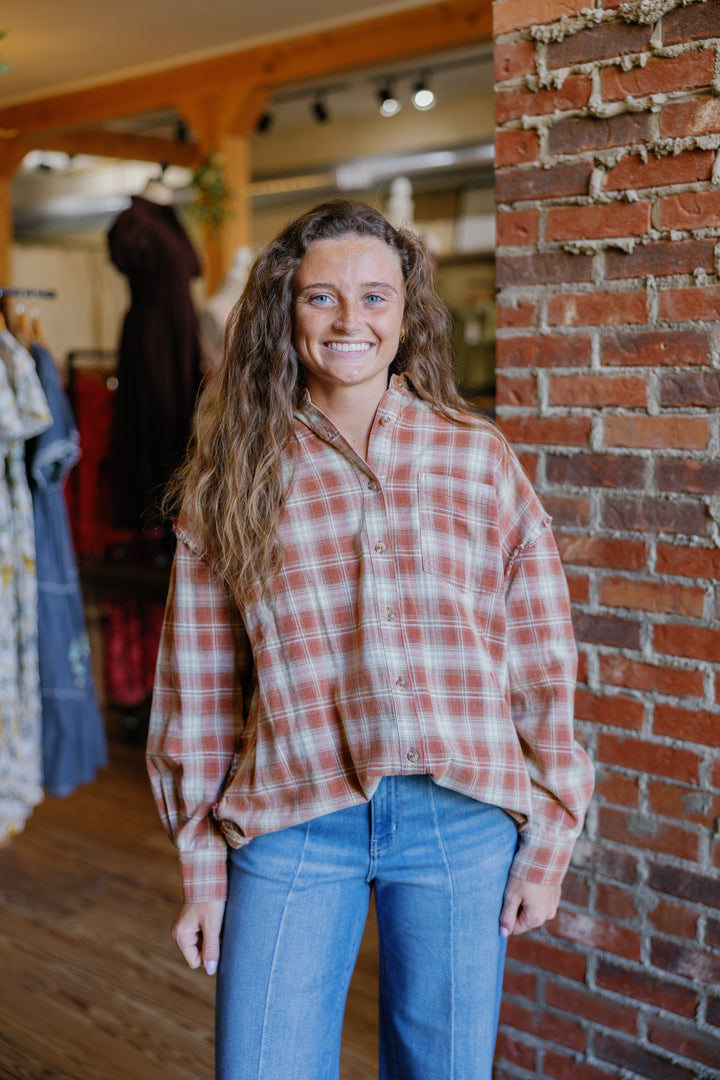 Plaid Flannel Top - Rust