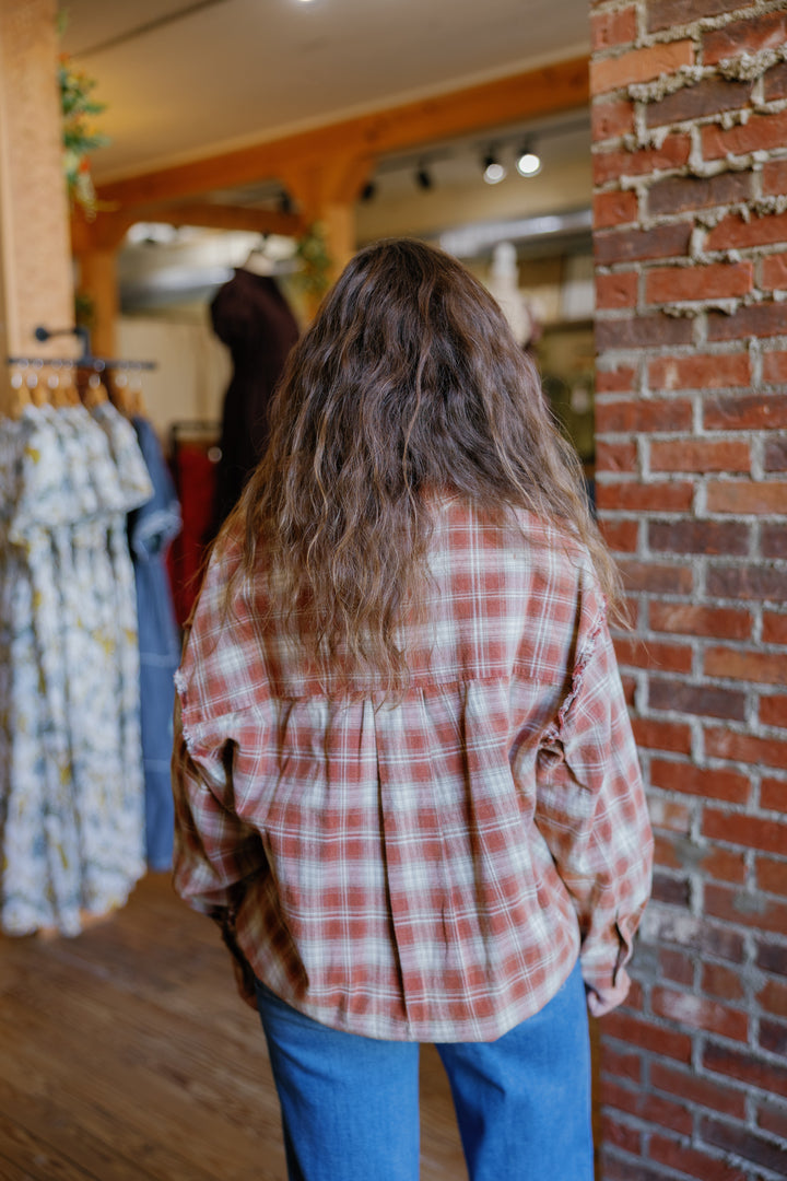 Plaid Flannel Top - Rust