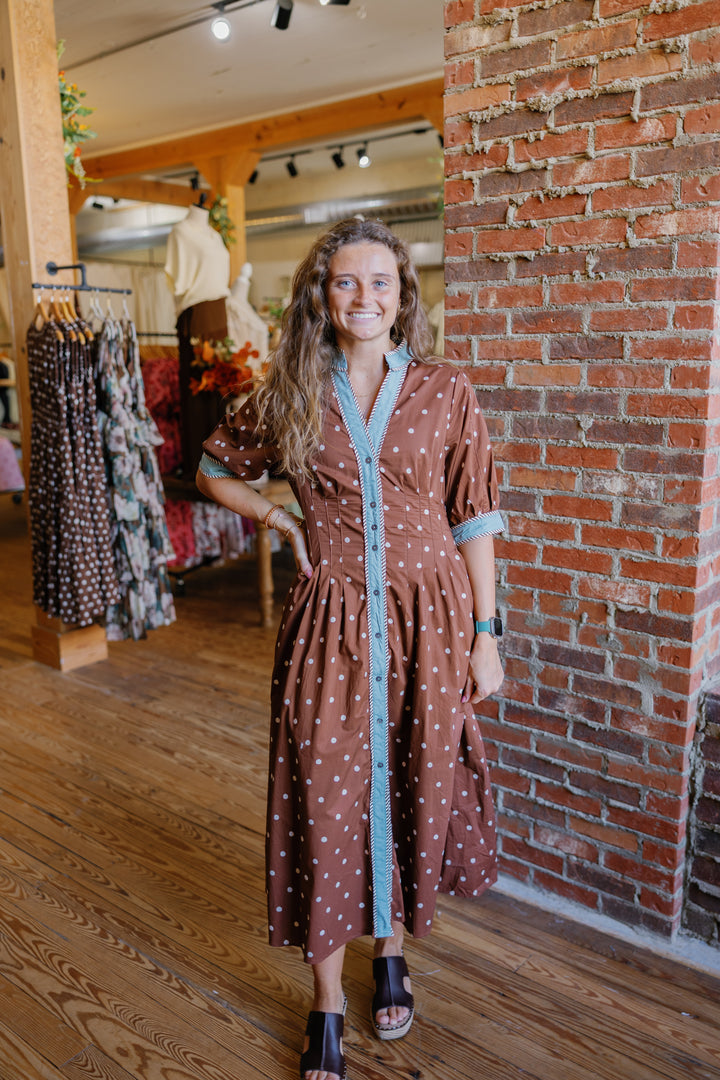 Autumn Midi Dress - Brown