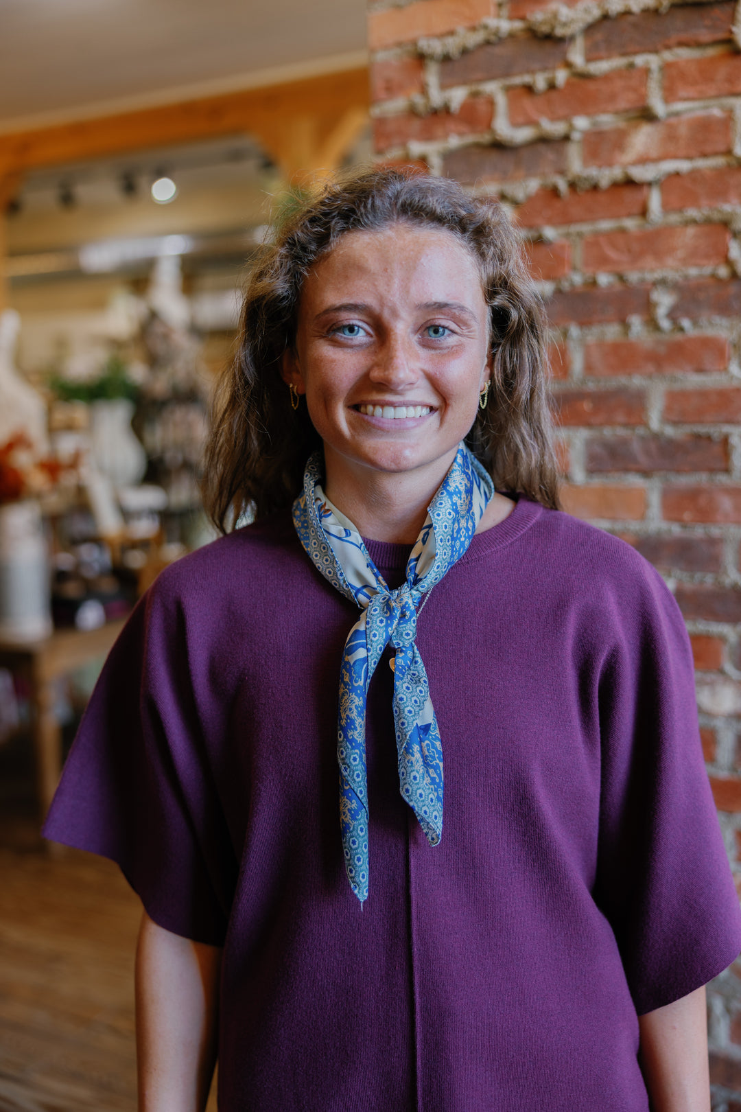 Alice Square Scarf - Blue Floral