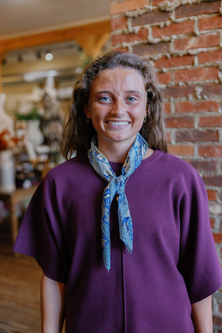 Alice Square Scarf - Blue Floral