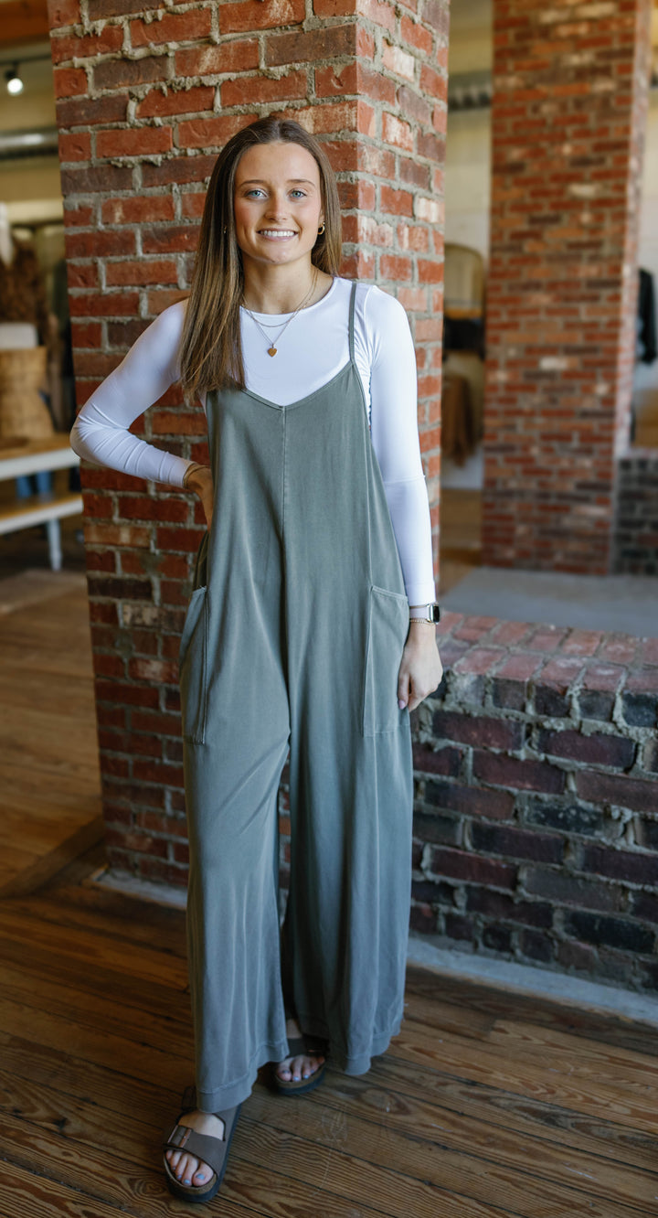 Ava Jumpsuit - Olive Grey