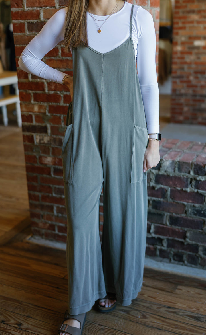 Ava Jumpsuit - Olive Grey