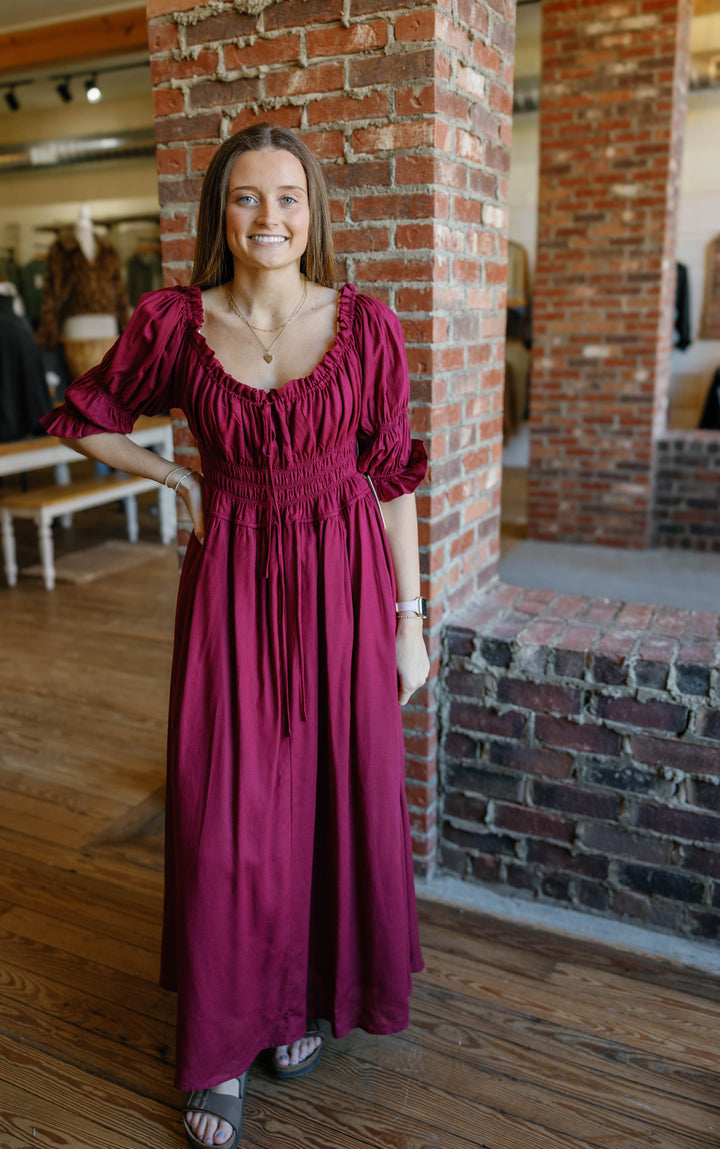 Kay Midi Dress - Burgundy