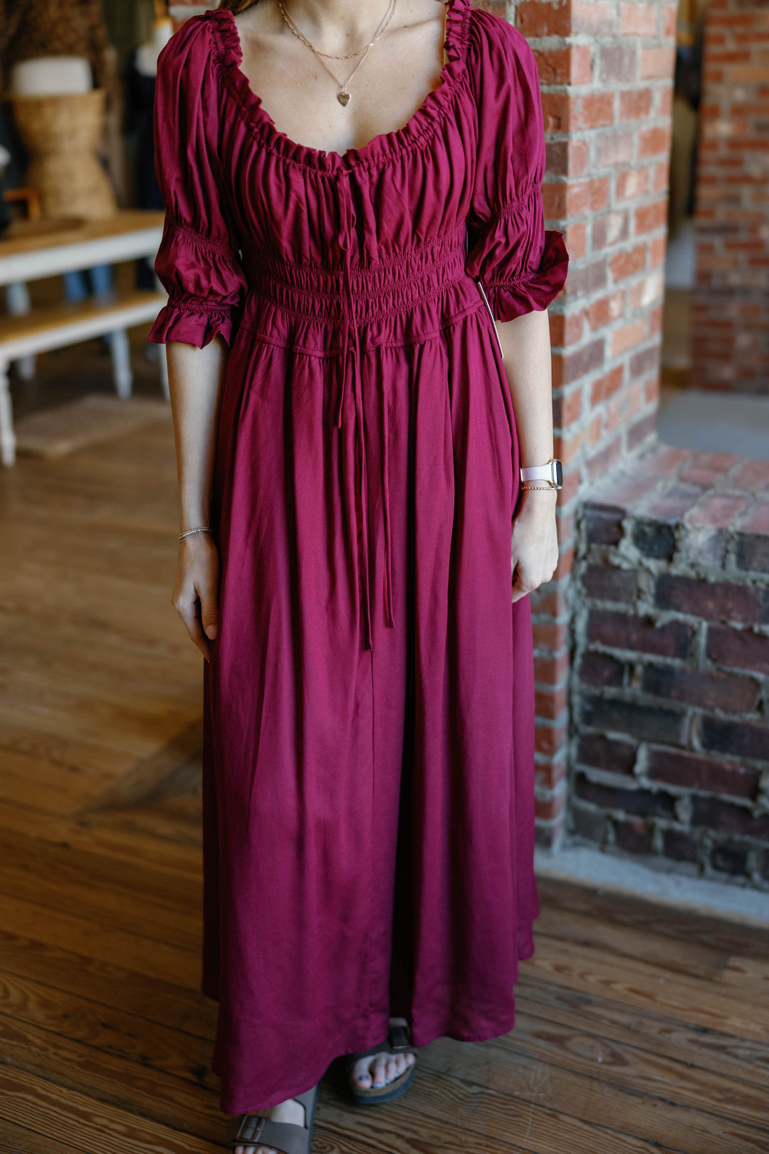 Kay Midi Dress - Burgundy