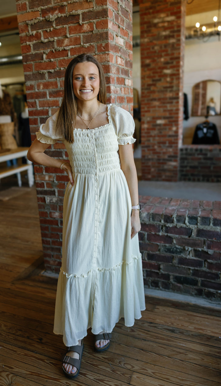 Breanna Midi Dress - Lemon Water