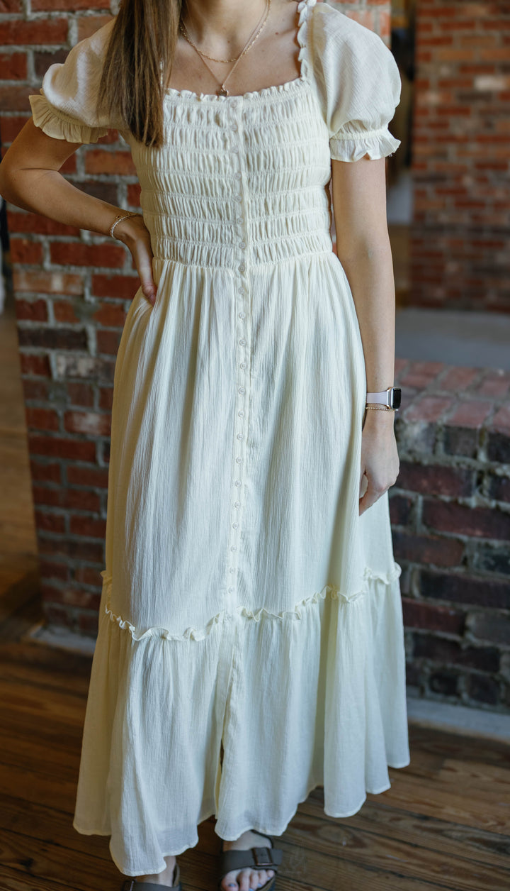 Breanna Midi Dress - Lemon Water