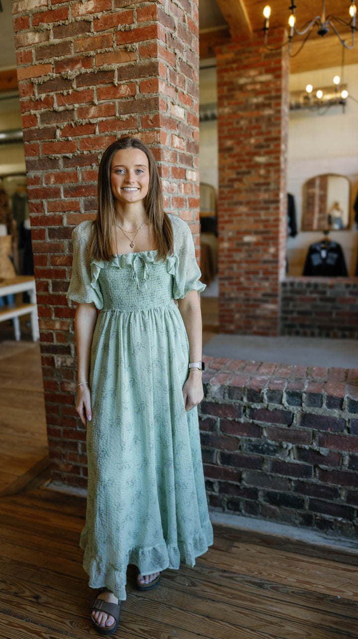 Caroline Midi Dress - Green Tea