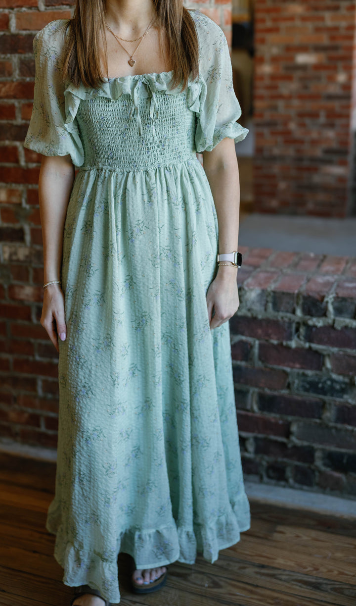 Caroline Midi Dress - Green Tea
