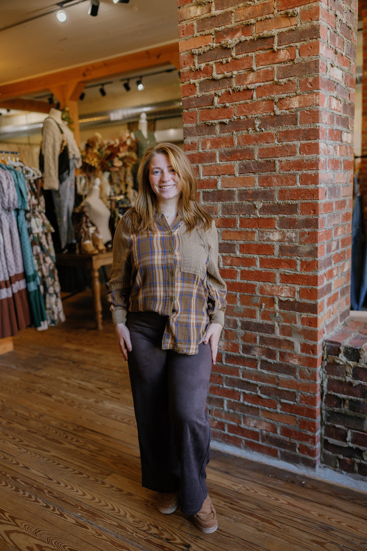 So Suede Wide Leg Pants - Coffee