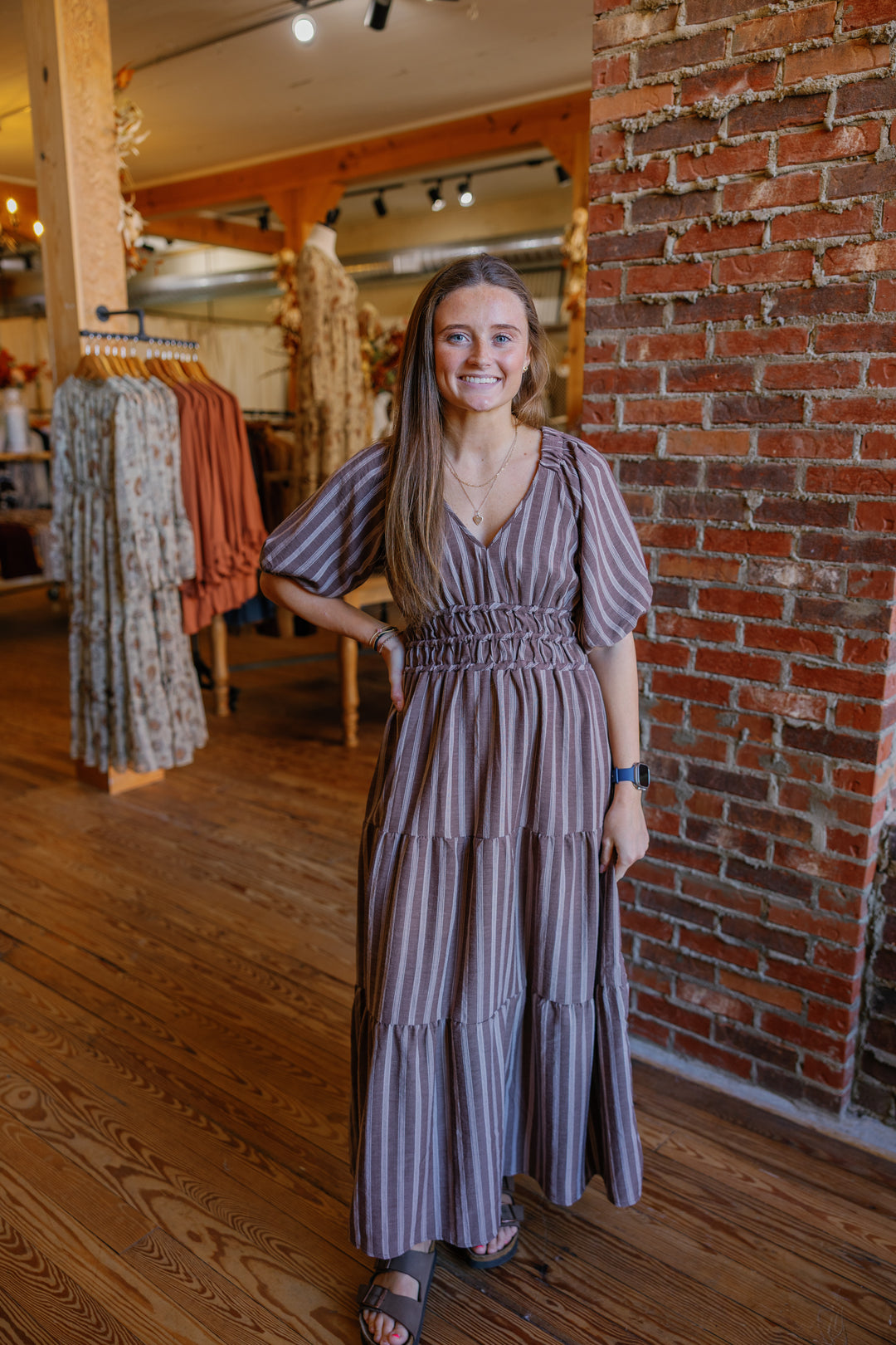 Salina Striped Midi Dress