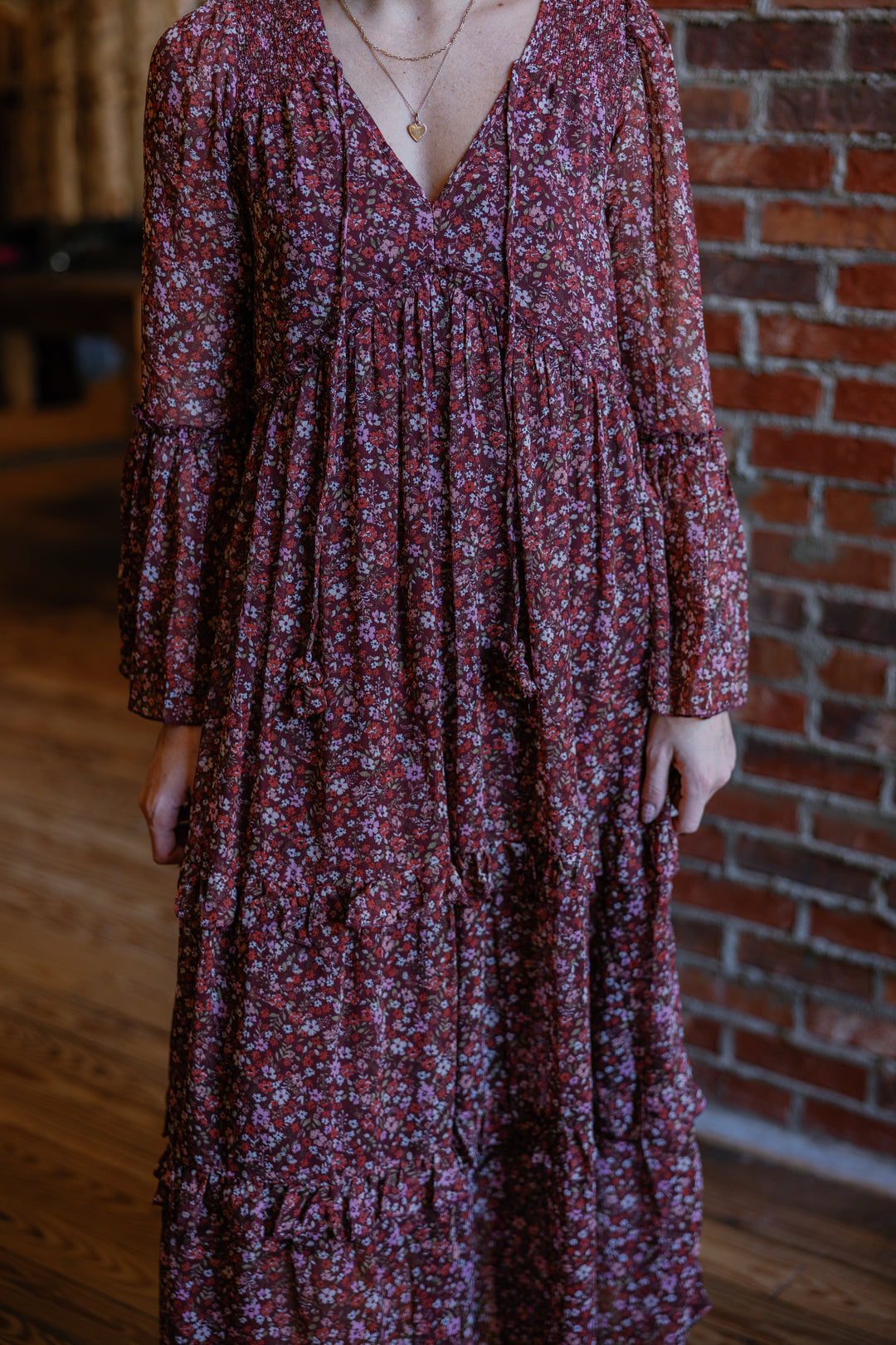 Savannah Midi Dress - Burgundy