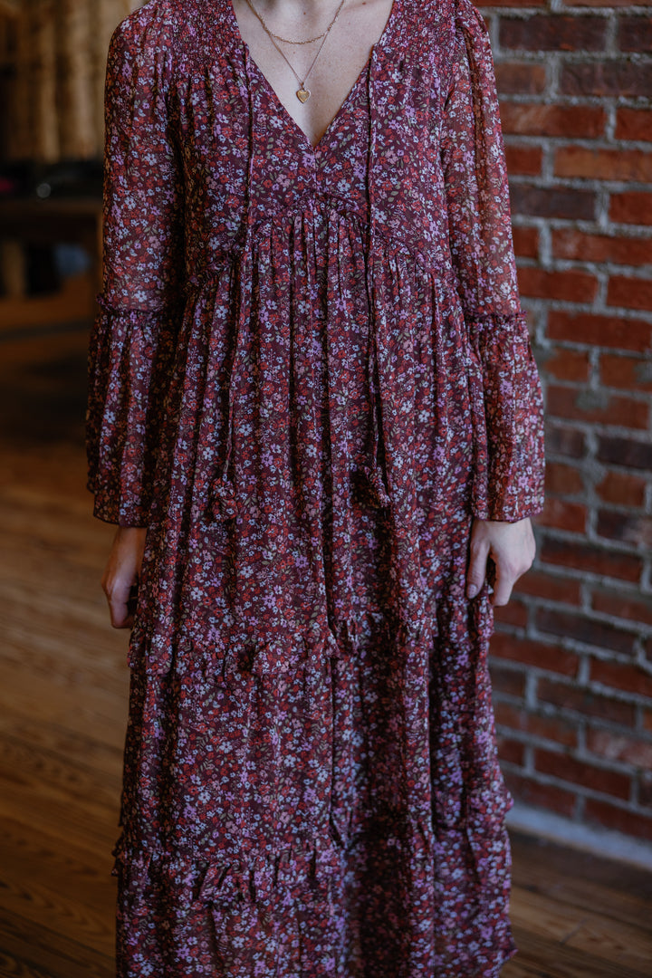 Savannah Midi Dress - Burgundy