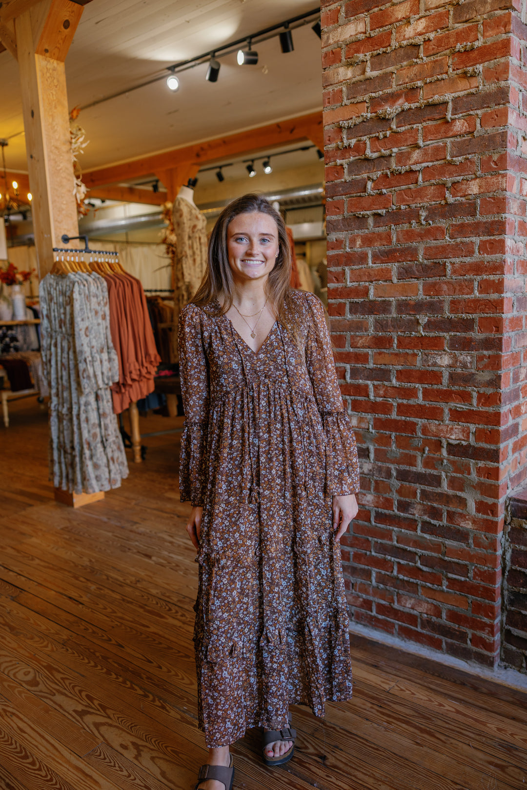 Savannah Midi Dress - Brown
