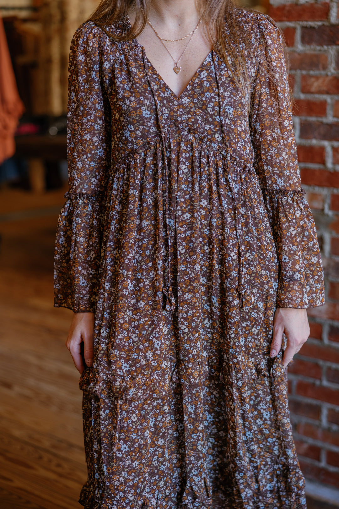 Savannah Midi Dress - Brown