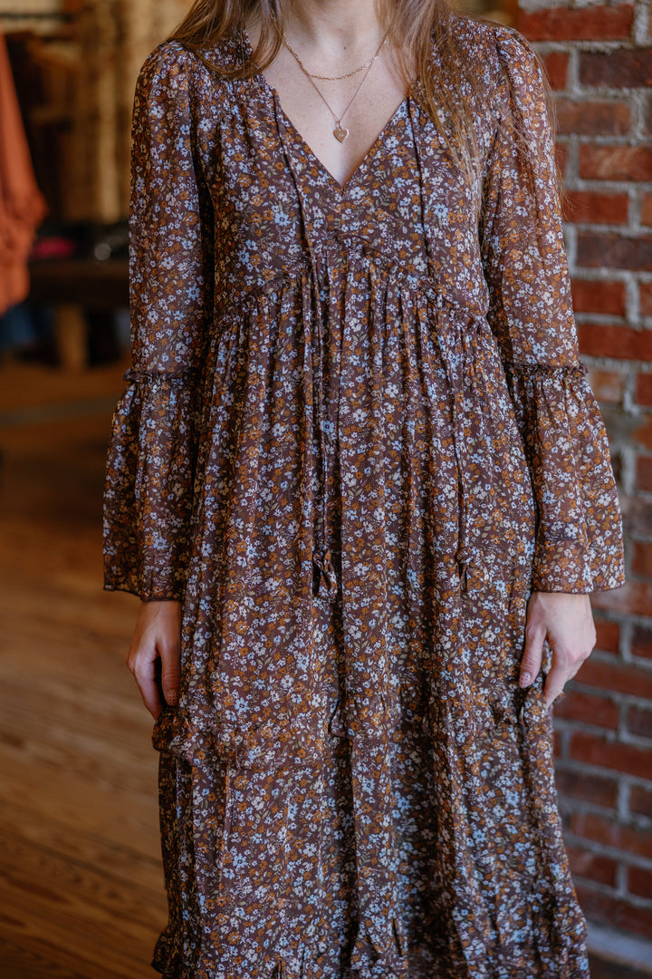 Savannah Midi Dress - Brown