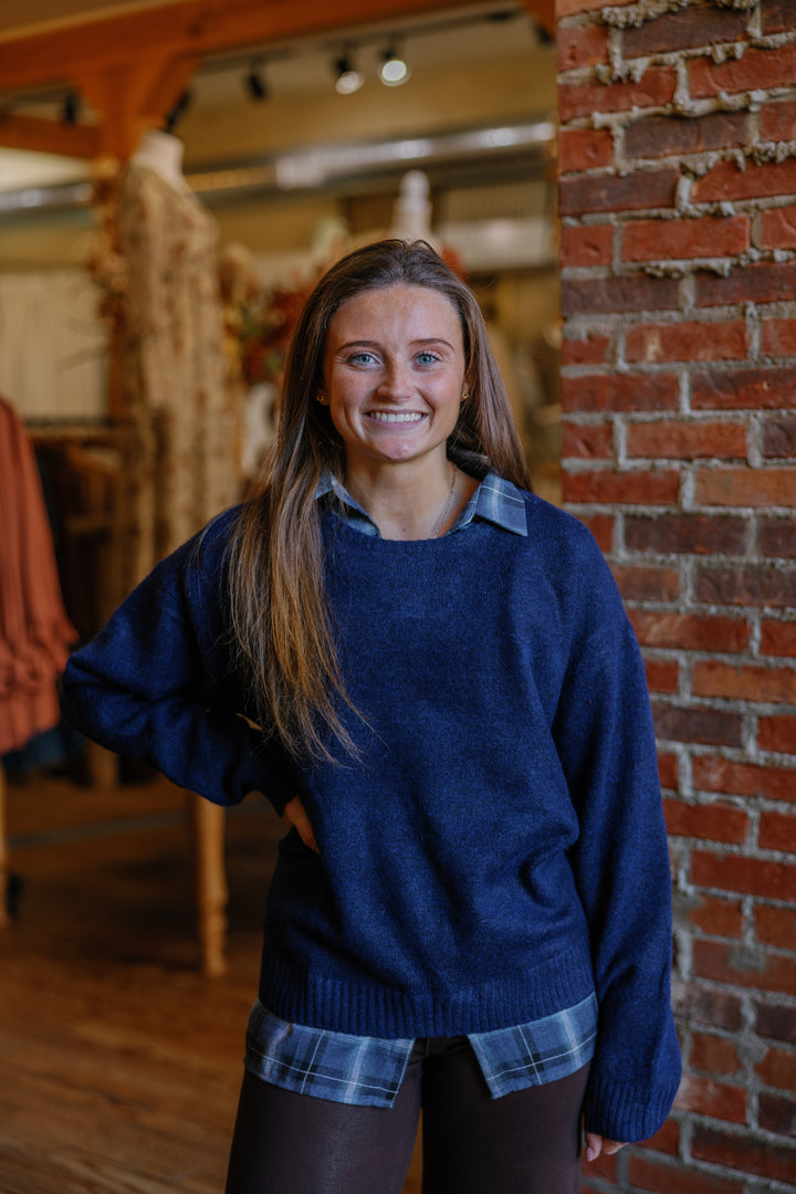 Fall In Love Sweater - Navy