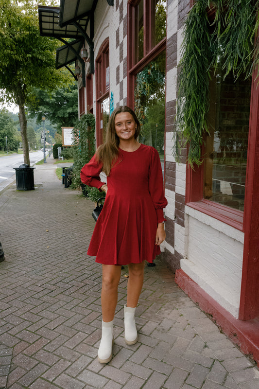 Drew Mini Dress - Cherry Merlot