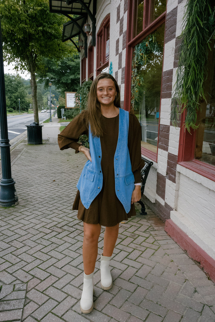 Denim Snap Front Vest