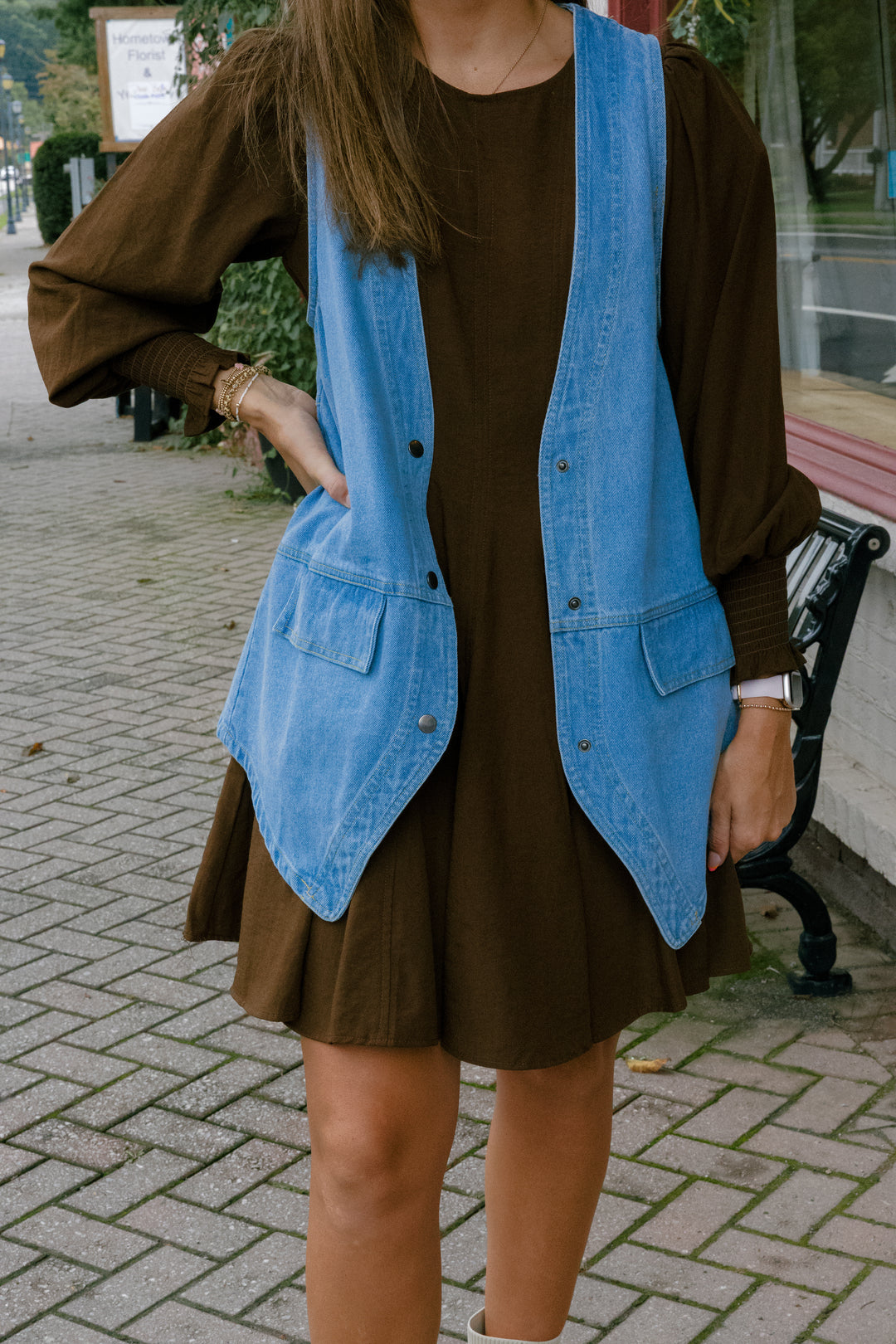 Denim Snap Front Vest