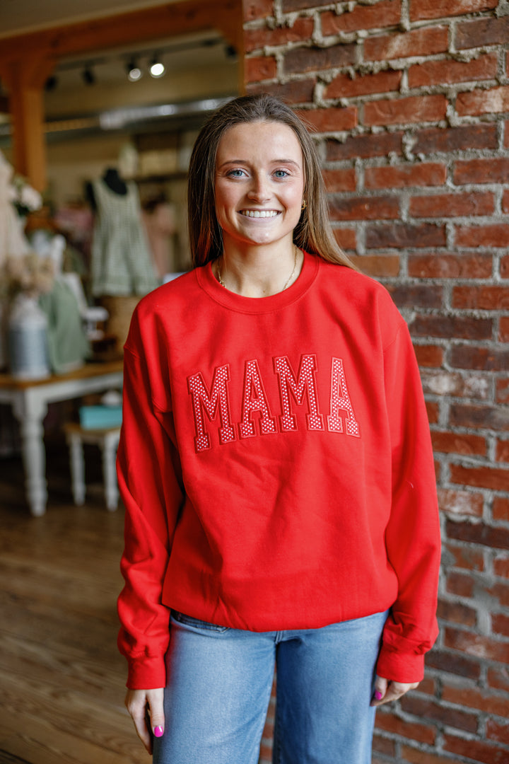 Mama Polka Dot Hearts Pullover