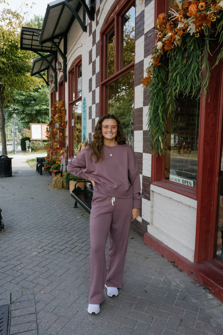 Cloudwalk Wide Leg Fleece Pants - Rose Taupe